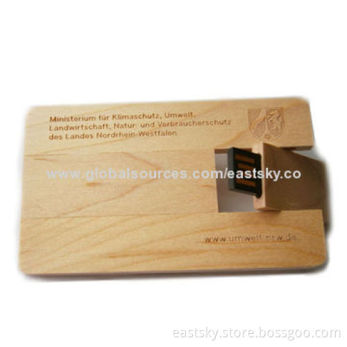 Wooden Business Card USB with Deft Configuration, Shockproof and Moisture-proof